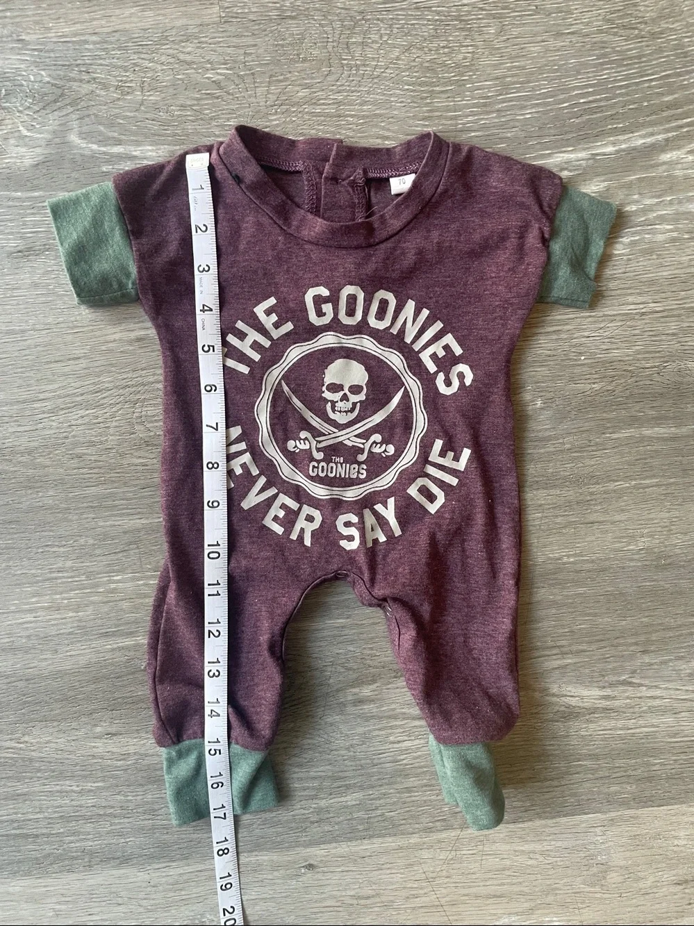 The Goonies purple baby onesie